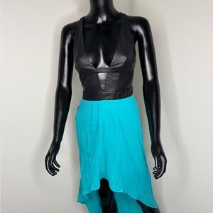 Bebe Black and Teal Midi Skirt
